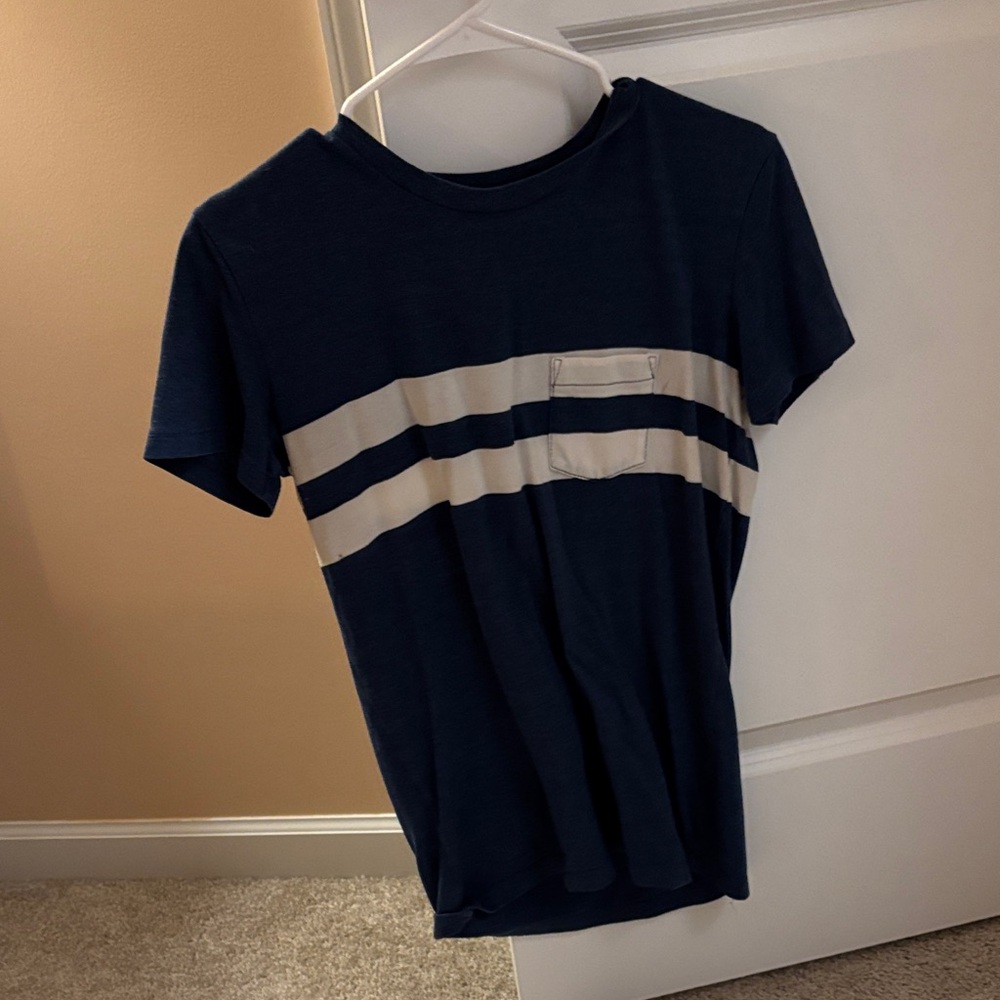 American Eagle Outfitters Navy Tee with Gold Logo
